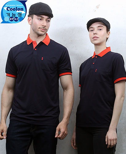 ST-02 반팔 진곤색 쿨랙스 배색티셔츠ㅡㅡ(반팔모델)