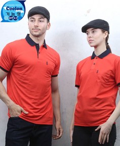 ST-02 반팔 선홍색 쿨랙스 배색티셔츠ㅡㅡ(반팔모델)