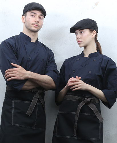 SKO-1323 네이비 더블단추 7부 조리복