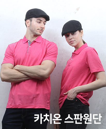 ▶ T2-138 핫핑크 카치온 체크폴로 (왼가슴주머니없음) 반팔모델