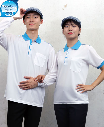 ▶  ST-48 백색 고급 기능성 카라배색 ◀ㅡㅡㅡ(주머니있음)