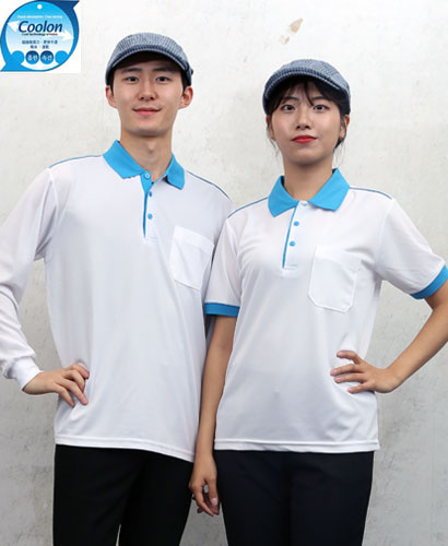 ▶  ST-48 백색 고급 기능성 카라배색 ◀ㅡㅡㅡ(주머니있음)