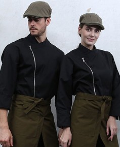 SKO-85 검정 지퍼 슬립 기능성 쿡복 ㅡ(긴팔칠부겸용)