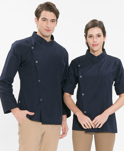 SKO-152 네이비 슬립 스넵단추 조리복 (긴팔/반팔 겸용)