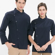 SKO-152 네이비 슬립 스넵단추 조리복 (긴팔/반팔 겸용)