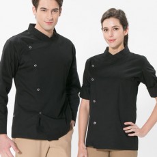 KO-151 블랙 슬립 스넵단추 조리복ㅡ  (긴팔/반팔 겸용) --빅사이즈 있음