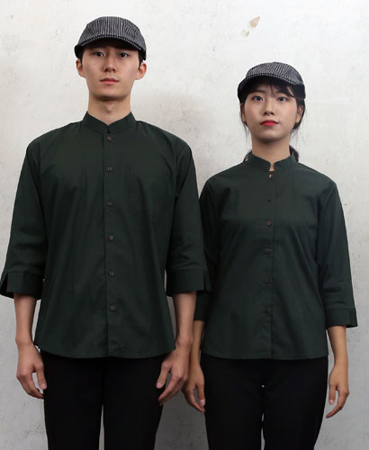 SY-723 NEW수박색 차이나 칠부 셔츠---남여공용