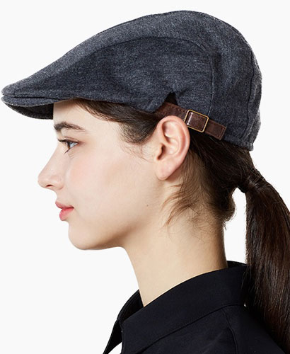 SC-549 그레이 가죽조절끈 헌팅캡