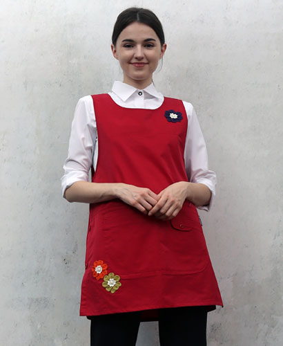 SAP-380 빨강 코사지 원피스앞치마