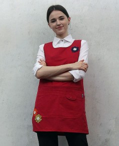 SAP-380 빨강 코사지 원피스앞치마