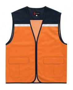 SCJ-23 오렌지 V넥 뒤 망사조끼