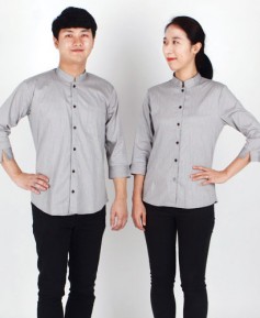 백색 차이나 칠부셔츠  ((맞춤))