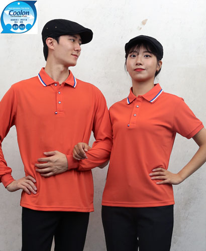 T-30 선홍색 쿨론 3선 에리티셔츠ㅡㅡㅡ (주머니없음)