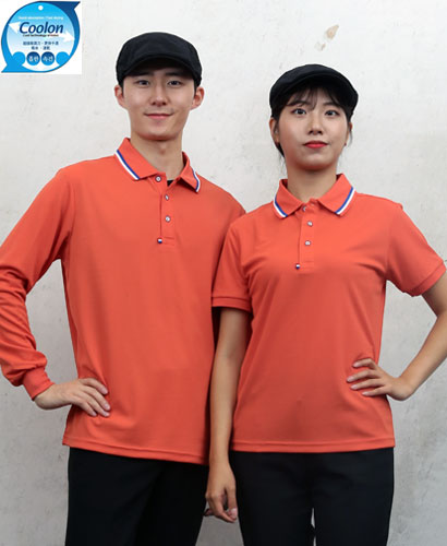 T-30 선홍색 쿨론 3선 에리티셔츠ㅡㅡㅡ (주머니없음)