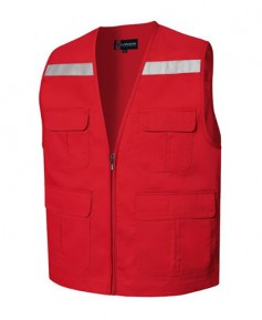 SCJ-LD25 적색 V넥 뒤반사판 주차 조끼