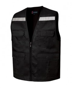 SCJ-LD25 검정 V넥 뒤반사판 주차 조끼