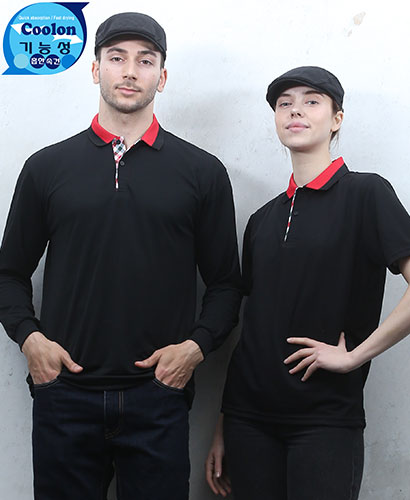 ST2-49 검정 기능성 애리배색 체크ㅡㅡ(주머니 없음)