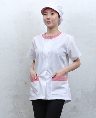 SHA-647 레드체크 라운드카라 반팔