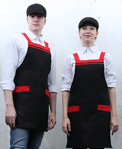 SAP-29 블랙 가슴 두줄 배색 앞치마