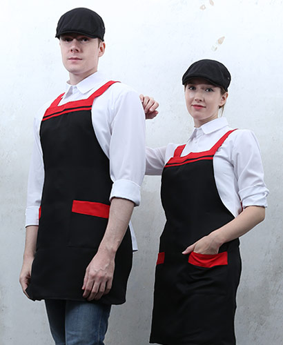 SAP-29 블랙 가슴 두줄 배색 앞치마