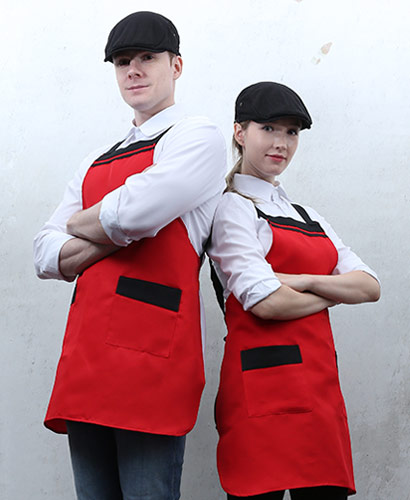 SAP-32 레드 가슴 두줄 배색 앞치마