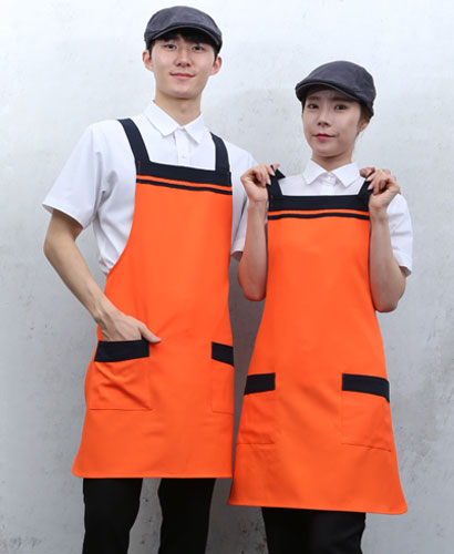 SAP-33 오렌지 가슴 두줄 배색 앞치마