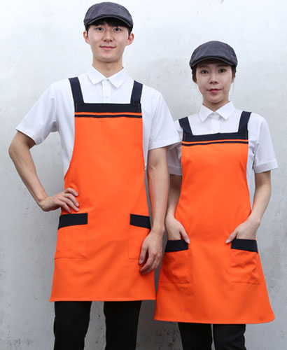 SAP-33 오렌지 가슴 두줄 배색 앞치마