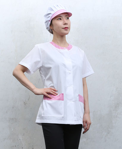 SHA-644  핑크체크 라운드카라 반팔