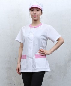 SHA-644  핑크체크 라운드카라 반팔