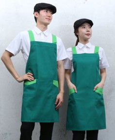 SAP-731 초록 어깨끈 배색 앞치마 ㅡㅡ ◐ 면혼방 ◀