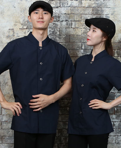 SKO-728-3 네이비 원버튼 베이직 반팔