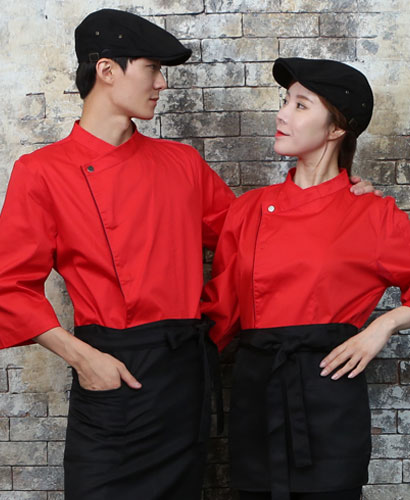 SKO-711-5 레드/네이비 띠배색 원버튼 스냅 7부