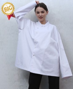 SKO-178 화이트 싱글 스냅단추 조리복ㅡㅡㅡ빅사이즈 (긴팔)