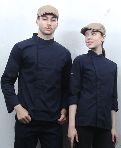 SKO-190-4-1 네이비 히든스냅 롤업ㅡㅡ 조리복 (반팔겸용)