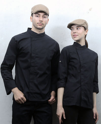 KO-190-3  블랙 히든스냅 롤업ㅡㅡㅡ 조리복  (반팔겸용)