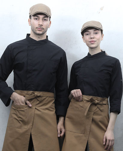 KO-190-3  블랙 히든스냅 롤업ㅡㅡㅡ 조리복  (반팔겸용)
