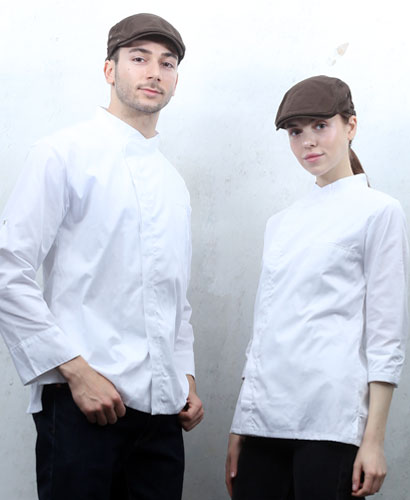 KO-190-2 화이트 히든스냅 롤업 ㅡㅡ조리복(반팔겸용)