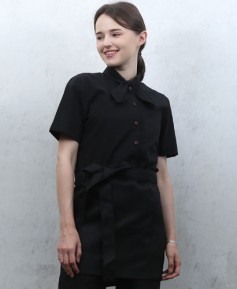 SB-511 블랙 무지 리본브라우스