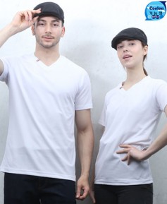 T3-43 반팔 백색  ((기능성)) V넥 고급형ㅡㅡ헤리포인트