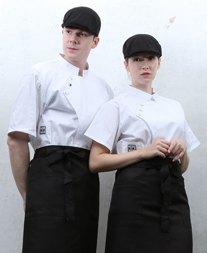 SKO-88 화이트 쓰리버튼스냅 반팔조리복