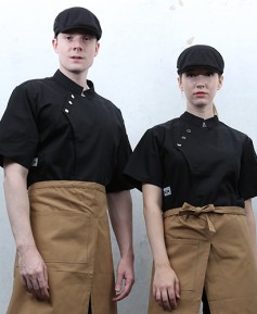 SKO-87 블랙 쓰리버튼스냅 반팔조리복