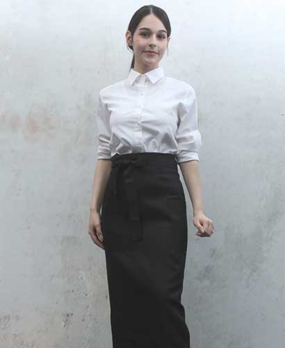 SAP-720-1  검정 허리롱 카페앞치마--양주머니