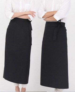 SAP-720-1  검정 허리롱 카페앞치마--양주머니