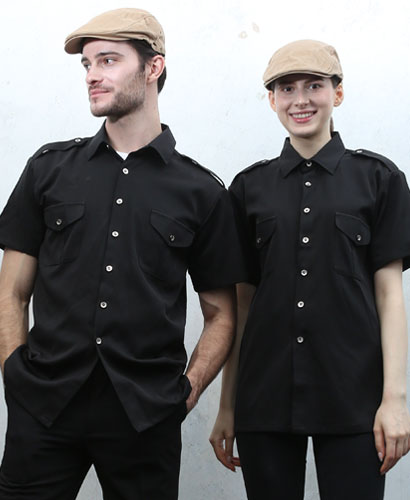 SY-890 블랙 무지 사파리 반팔 남방 ㅡㅡ [남녀공용]