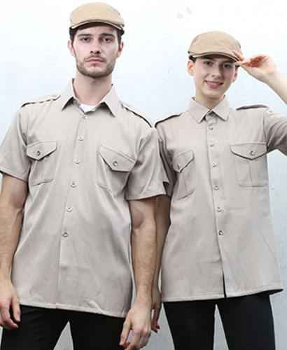 SY-891 베이지 무지 사파리 반팔 남방 ㅡㅡ [남녀공용]