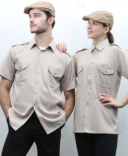 SY-891 베이지 무지 사파리 반팔 남방 ㅡㅡ [남녀공용]