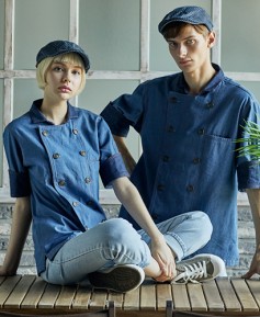 SKO-170-3 블루 카라형 더블데님 (반팔 칠부 겸용)