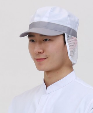 C-137-2 회색챙 귀망사 식품위생모  (뒤조절기)