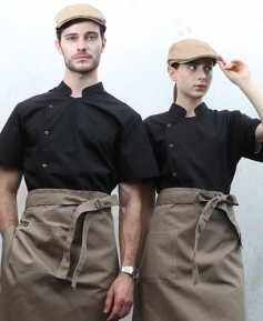 SKO-3621 블랙 원버튼 반팔 조리복