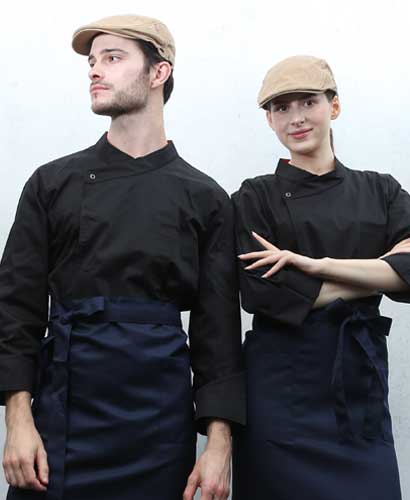 SCD-3521 검정 크로스넥 7부 긴팔 겸용 조리복